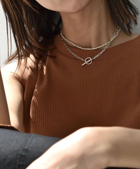 necklace-a02120　SV925 Beads×Chain 2Set Necklace