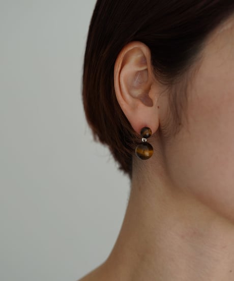 pierce-a02149　SV925  Tiger's eye Pearl Pierce