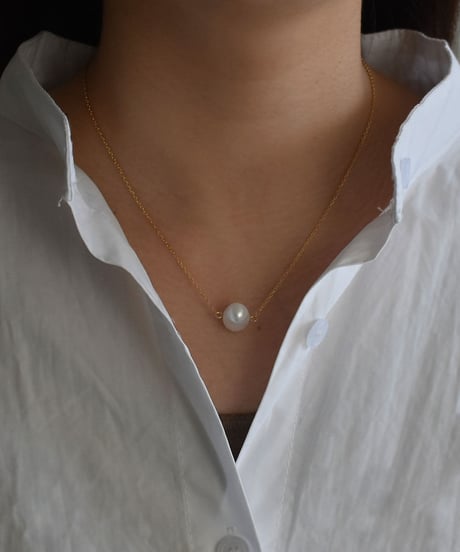 necklace-a02064　SV925 Large Drop Pearl Necklace