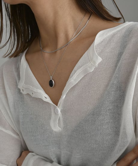 necklace-a02112　SV925 Oval Natural Stone Necklace