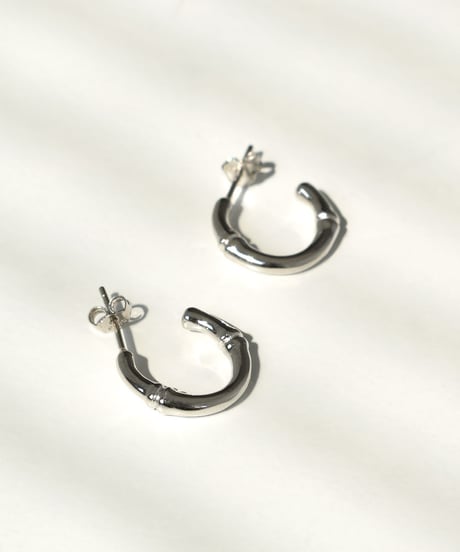 pierce-a02044　SV925 Bamboo Design Hoop Pierce