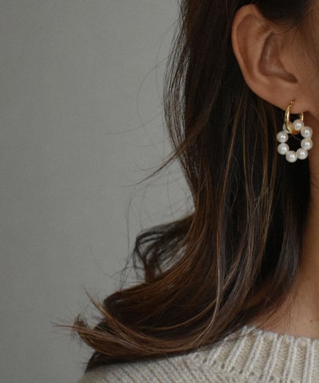 pierce-a02065　SV925 Round Pearl Hoop Pierce
