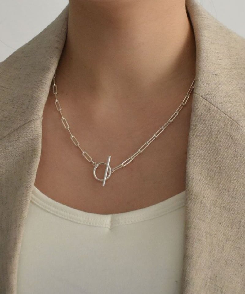 necklace-a02070 SV925 Square Chain Mantel Neckl