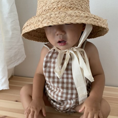 【予約】gingham romper