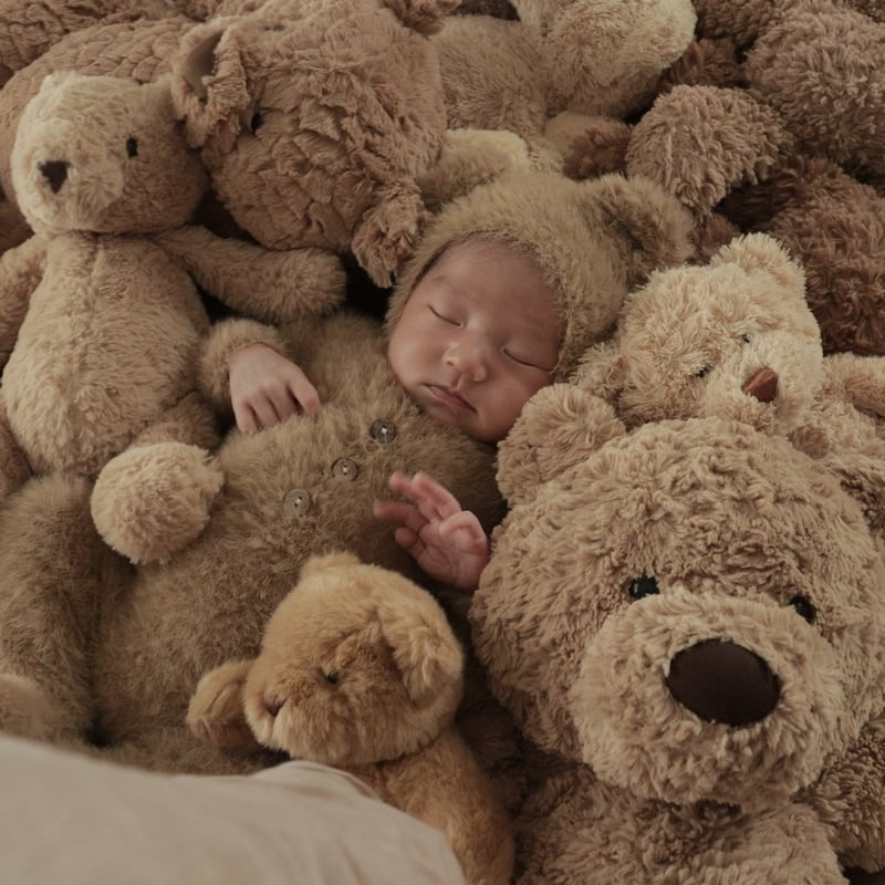くまママ♡ 日本製 オーガニックコットン ママだっこ クマ ぬいぐるみ 鈴