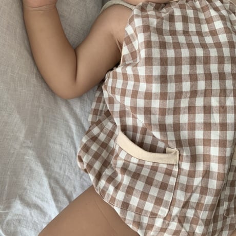 【予約】gingham romper