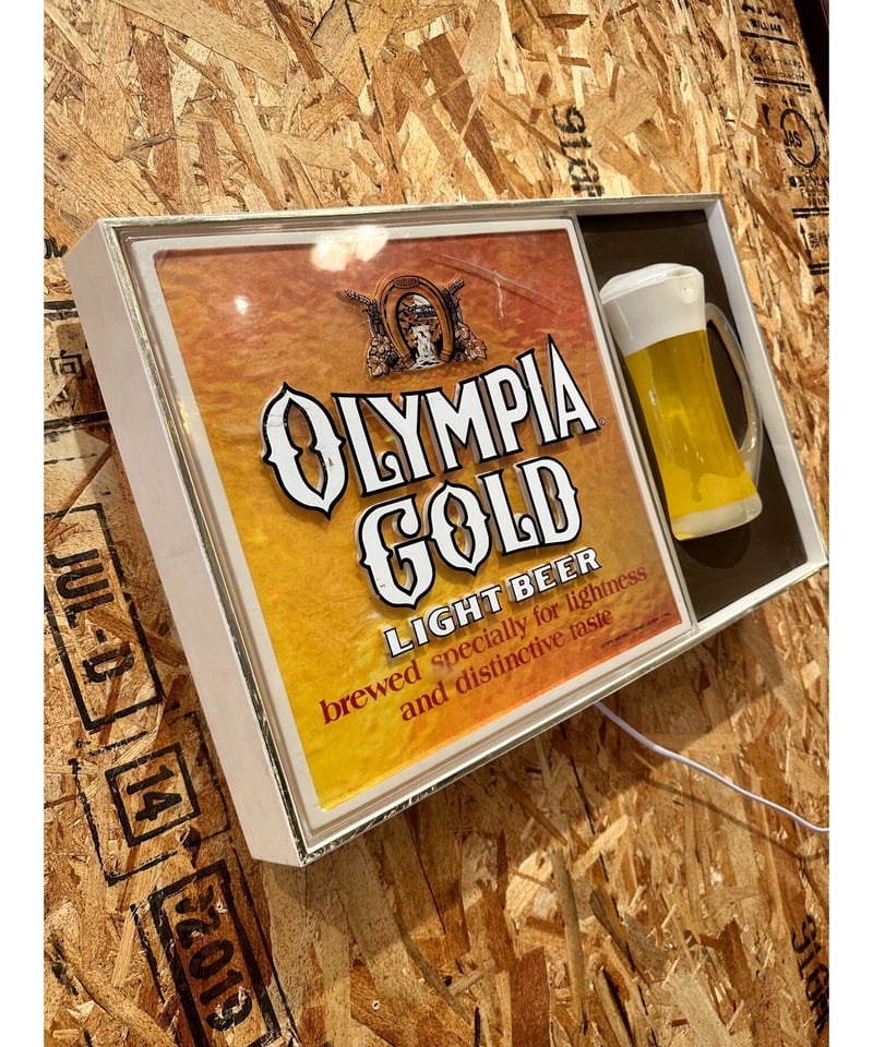Olympia Gold Light Beer ヴィンテージ ウォール ランプサイン | La...