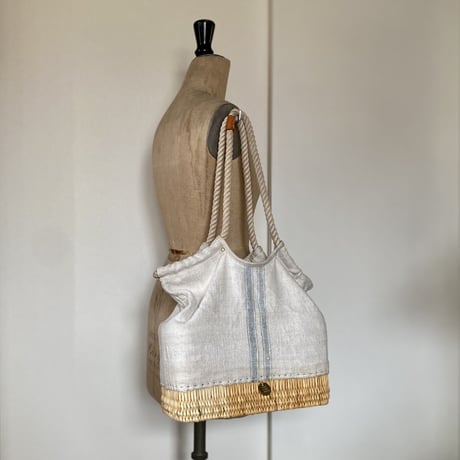 1900's vintage grain sack ROPE BAG / S