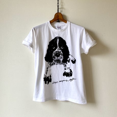 "PAINTS SPANIEL" Tee Shirts WHITE