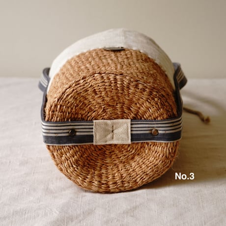 baobab basket + antique linen & colonial stripe one shoulder