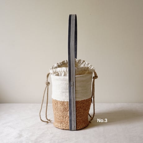 baobab basket + antique linen & colonial stripe one shoulder