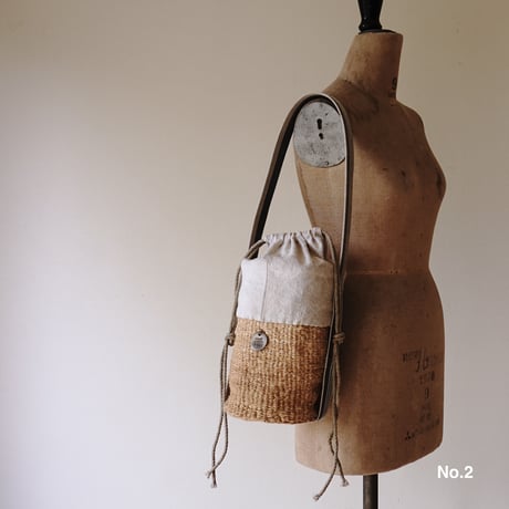 baobab basket + antique linen & colonial stripe one shoulder