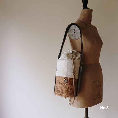 baobab basket + antique linen & colonial stripe one shoulder