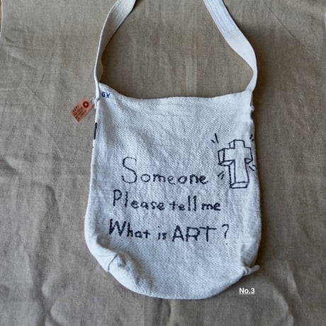 Vintage dobby  linen ""rakugaki"" shoulder bag
