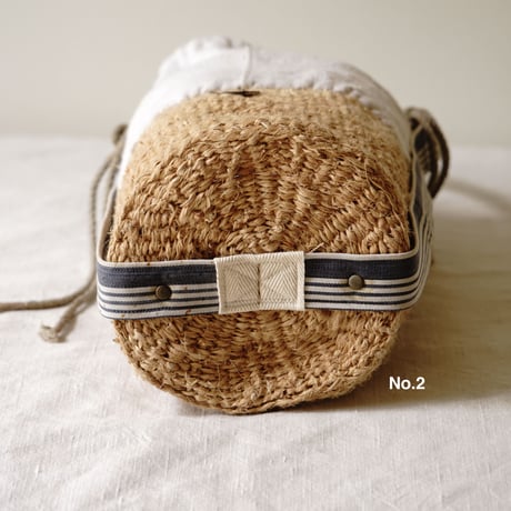 baobab basket + antique linen & colonial stripe one shoulder