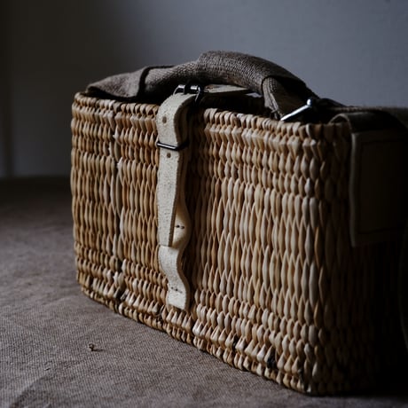 OLD JUTE & LEATHER TAB BAG + antique cloth pouch
