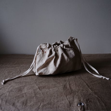 OLD JUTE & LEATHER TAB BAG + antique cloth pouch