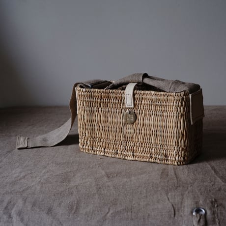 OLD JUTE & LEATHER TAB BAG + antique cloth pouch