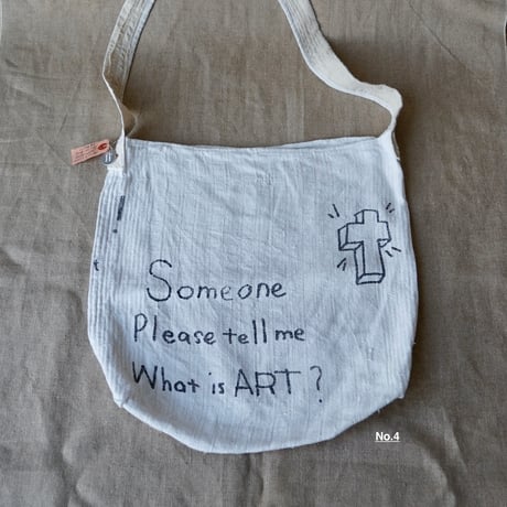 Vintage dobby  linen ""rakugaki"" shoulder bag