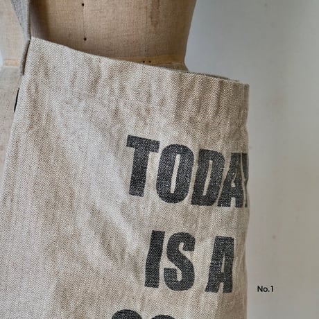 Vintage linen shoulder BIG BIG bag