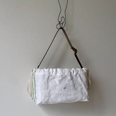 Military belt & leather one shoulder bag + Antique cloth pouch