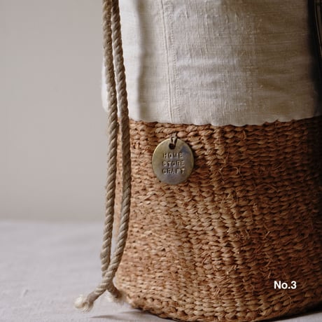 baobab basket + antique linen & colonial stripe one shoulder
