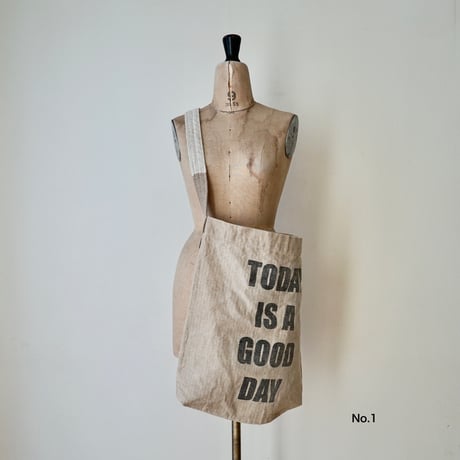 Vintage linen shoulder BIG BIG bag