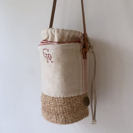baobab basket + antique cloth & leather one shoulder