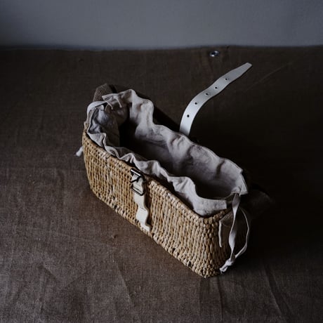 OLD JUTE & LEATHER TAB BAG + antique cloth pouch