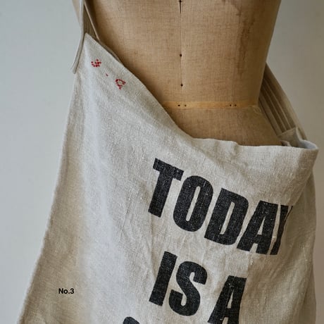 Vintage linen shoulder BIG BIG bag