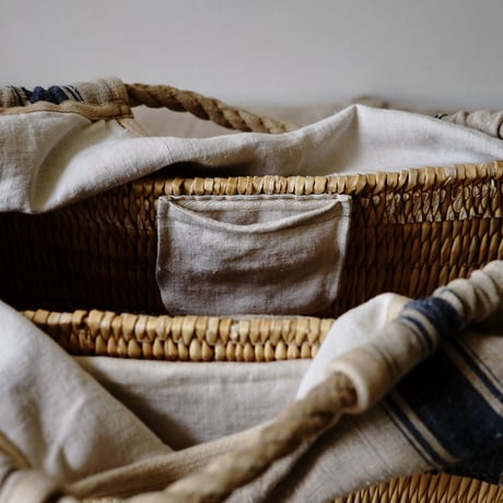 1900's vintage grain sack BAG/XL with vintage rope W linen