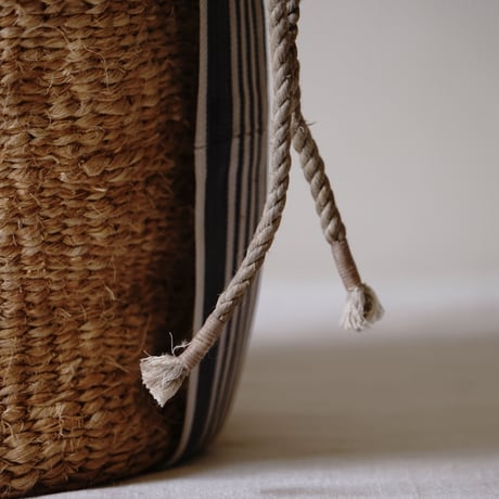 baobab basket + antique linen & colonial stripe one shoulder