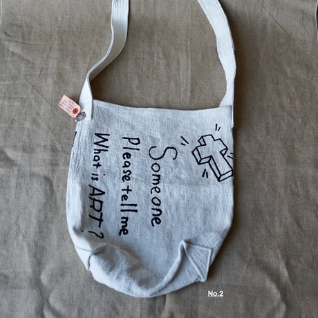 Vintage dobby  linen ""rakugaki"" shoulder bag