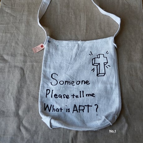 Vintage dobby  linen ""rakugaki"" shoulder bag