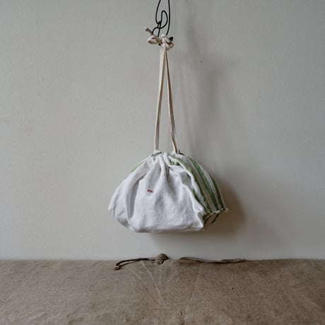 Military belt & leather one shoulder bag + Antique cloth pouch