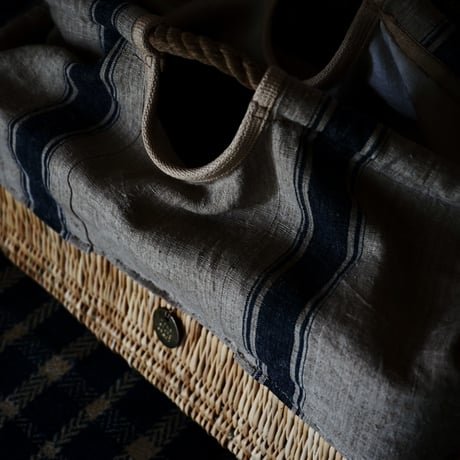 1900's vintage grain sack BAG/XL with vintage rope W linen