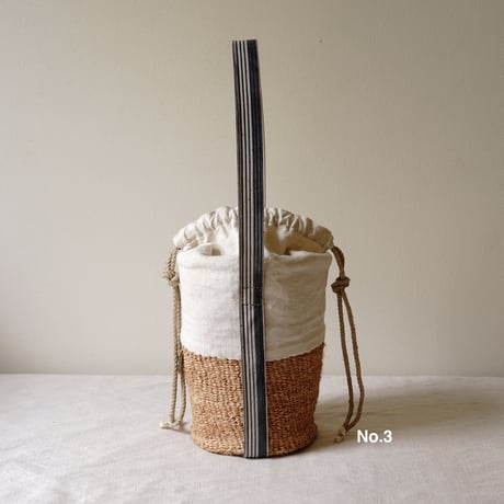 baobab basket + antique linen & colonial stripe one shoulder