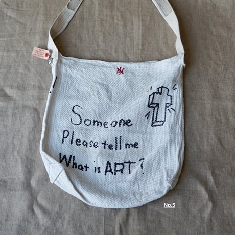 Vintage dobby  linen ""rakugaki"" shoulder bag