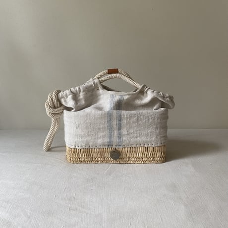 1900's vintage grain sack ROPE BAG / S