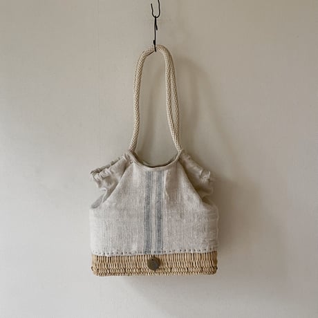 1900's vintage grain sack ROPE BAG / S