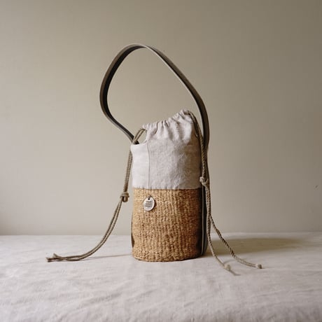 baobab basket + antique linen & colonial stripe one shoulder
