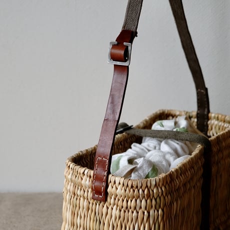 Military belt & leather one shoulder bag + Antique cloth pouch