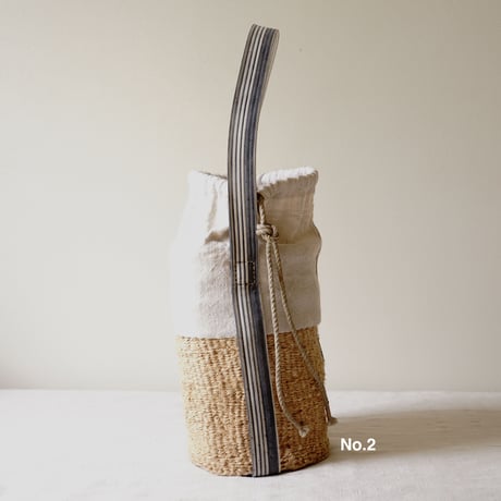 baobab basket + antique linen & colonial stripe one shoulder