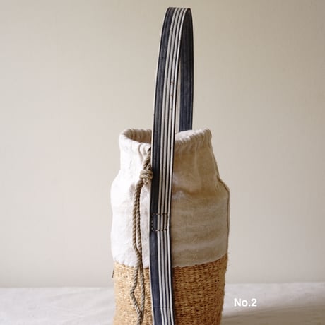 baobab basket + antique linen & colonial stripe one shoulder