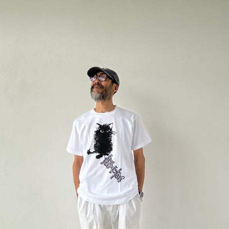 "BLACK CAT" Tee Shirts WHITE