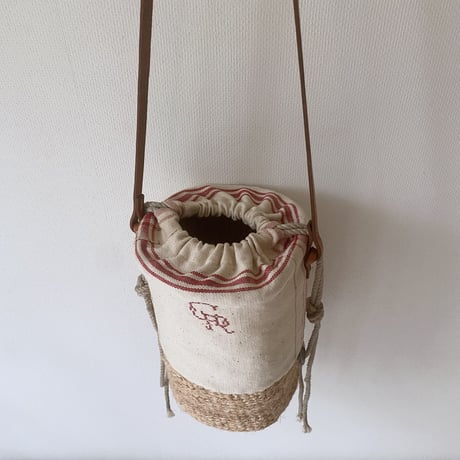 baobab basket + antique cloth & leather one shoulder
