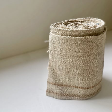 vintage heavy linen ROPE BAG / S