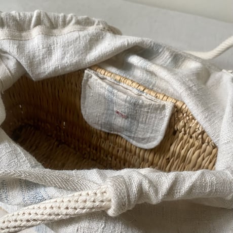 1900's vintage grain sack ROPE BAG / S