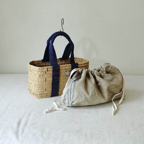 WORK APRON REMAKE tote bag『S 』 with antique cloth pouch