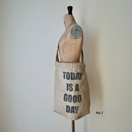 Vintage linen shoulder BIG BIG bag